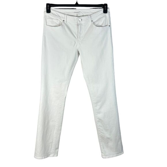 Ellie Tahari SZ 12 Classic Fit Jeans Relaxed Straight Leg Pockets Mid-Rise White - Picture 1 of 11